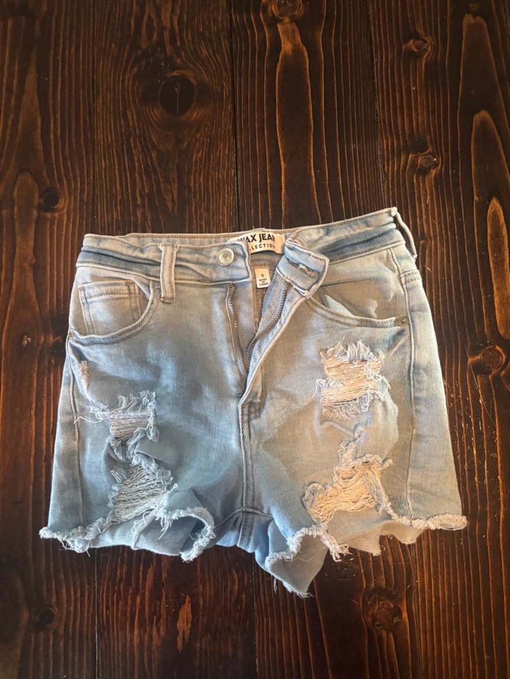 Wax Jean Light Blue Distressed Denim Shorts